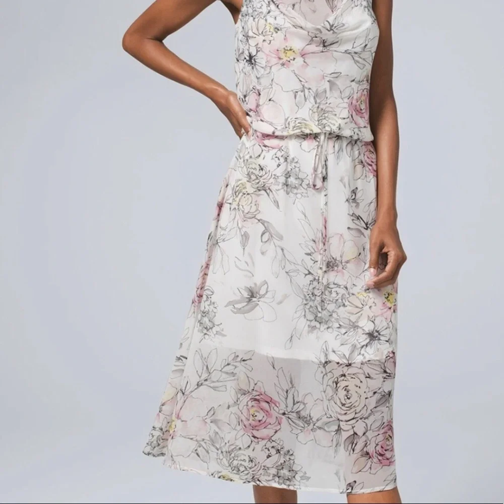 NWT💕WHBM Floral Print Blouson MIDI Dress | Sz S - Picture 9 of 13